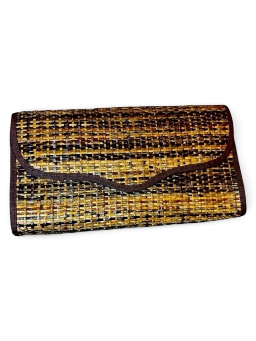 Vintage Woven Italian Envelope Clutch /  Crossbody / Shoulder Bag Woven Straw
